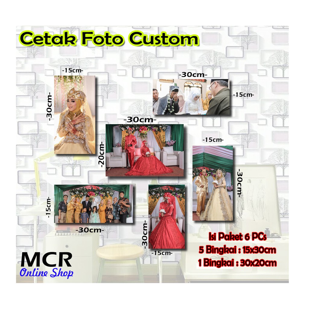 Paket cetak foto / custom foto / cetak foto walldecor / cetak foto bingkai kayu / 15X30 / 20X30
