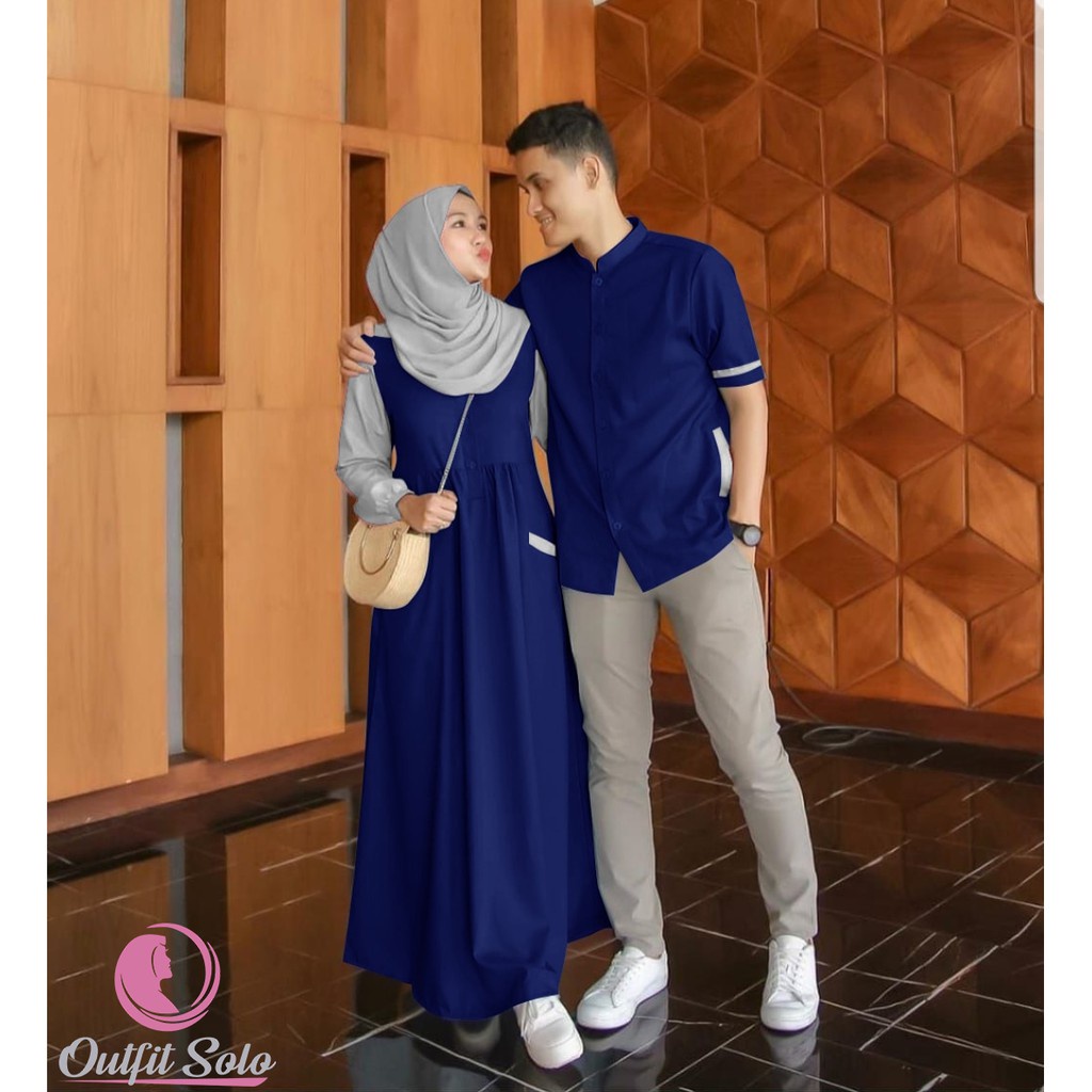 Baju Gamis Kapel  Pasangan Set Couple Suami Istri Kapelan Kondangan kekinian terbaru 2022