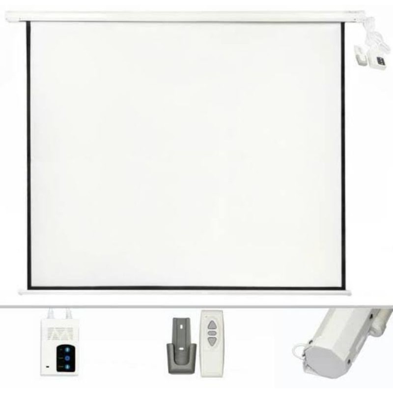 Layar Proyektor Motorize 70 inci Screen Projector 70&quot; with remote 172cm x 172cm