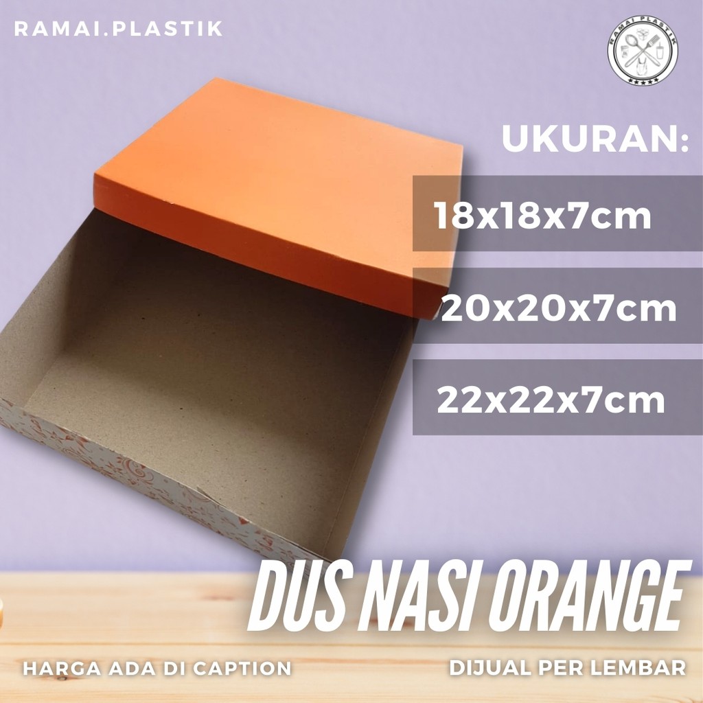 Dus nasi kotak ukuran 18x18cm motif batik orange