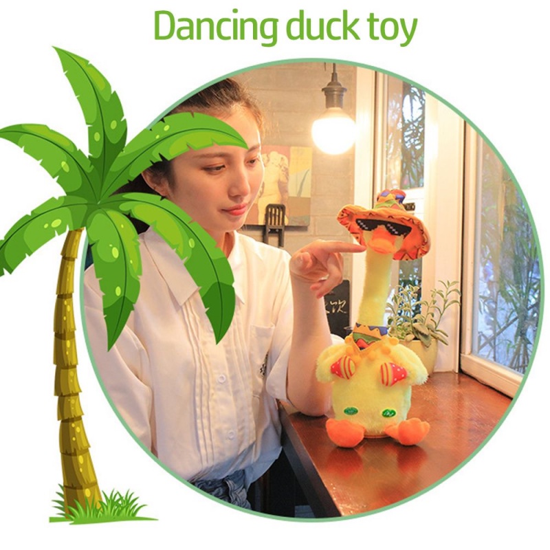 Mainan Boneka Bebek Elektrik Bisa Bicara / Merekam / Menari / Repeat What You Say Bahan Plush Untuk Dekorasi Rumah