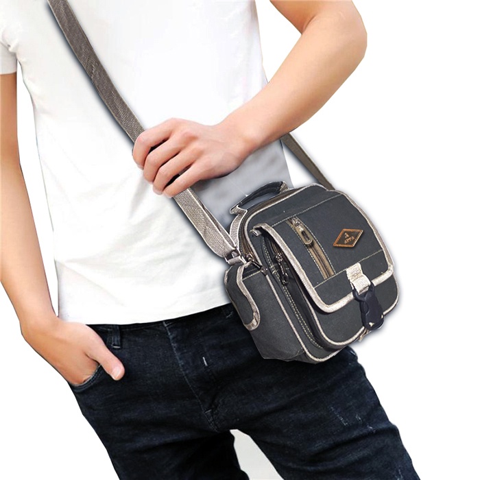 Tas Slempang // Slingbag // Tas bahu APPA305 Gaul Kanvas Vintage Classic Pria Wanita