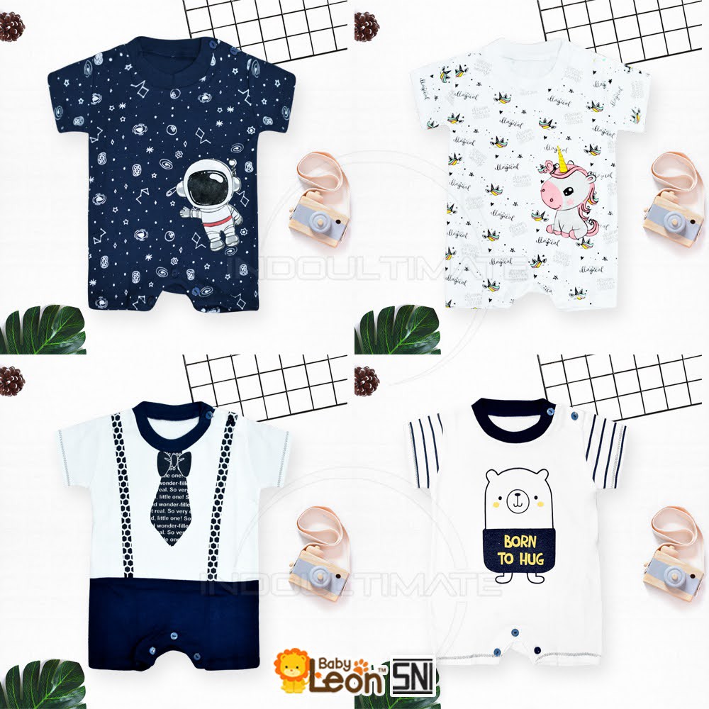 BABY LEON GY-044 Jumpsuit Bayi Laki-laki 1 Pcs Jumpsuit Bayi Laki-laki 0 Sampai 6 Bulan Jumper Bayi Laki-laki Baju Bayi Baru Lahir Jumper Bayi Newborn Baju Bayi Laki-laki 0 Sampai 6 Bulan