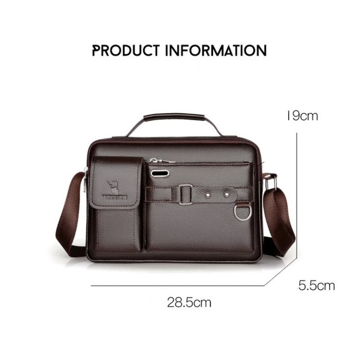 Tas Selempang Kulit Pria Messenger Sling Bag Weixier / Slempang Cowok Tas Kerja