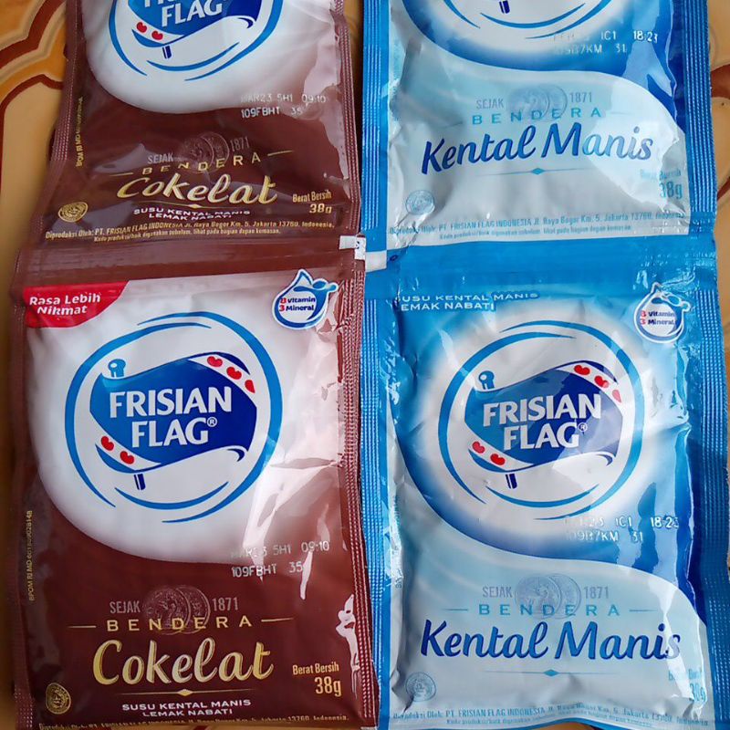 FRISIAN FLAG Sachet Susu Bendera Kental Manis Varian Rasa Coklat Cokelat Putih Vanilla Full Cream Golg