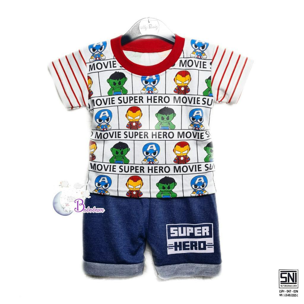 BOBOBAM BAJU BAYI LAKI LAKI SETELAN ANAK COWO LUCU STELAN COWOK 6 12 BULAN KEREN TRENDY KEKINIAN HERO