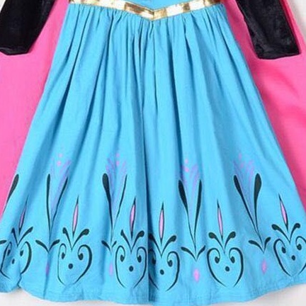 Kostum Anak Princess Anna Frozen Gaun Dress Panjang Perempuan Cewek Import Cosplay Ulang Tahun