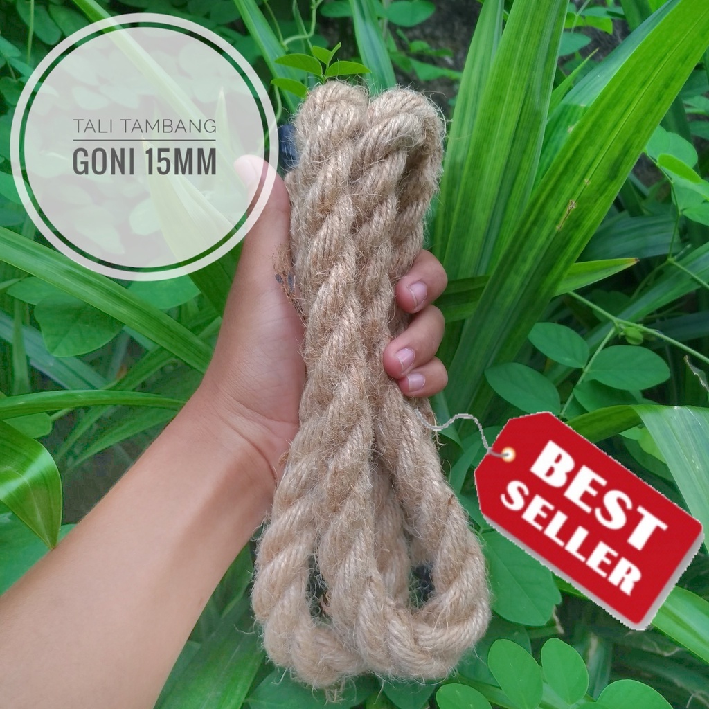 Tali Goni 15mm / Tali Rami Meteran / Tali Serat Alami Warna Natural / Tali Bahan Kerajinan Aesthetic