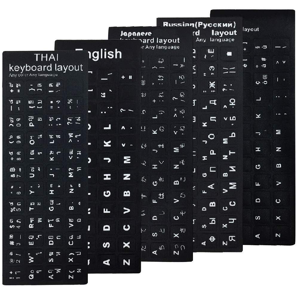 Stiker Keyboard Bahasa Rusia Inggris Spanyol Untuk PC Laptop Komputer