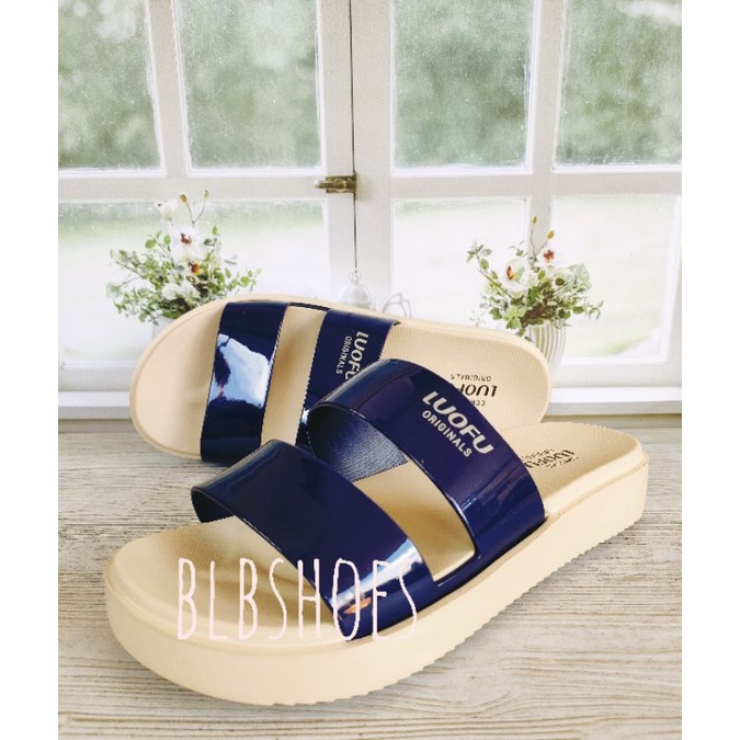 Sandal karet jelly wanita Luofu ban2 IMPORT terbaru sandal perempuan luofu E7199A1-B2KB