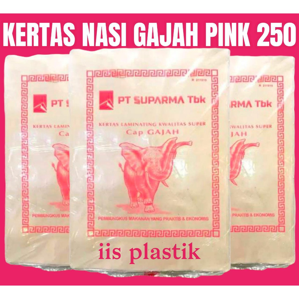 Kertas nasi coklat ukuran 39 x 28 isi 250 lembar / bungkus nasi warteg murah GAJAH PINK