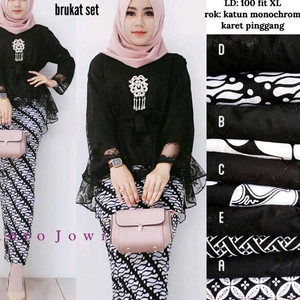 Paling Diminati [BANTING HARGA] kebaya monela  brokat Set Batik Solo Fashion Wanita Gamis Batik Mode
