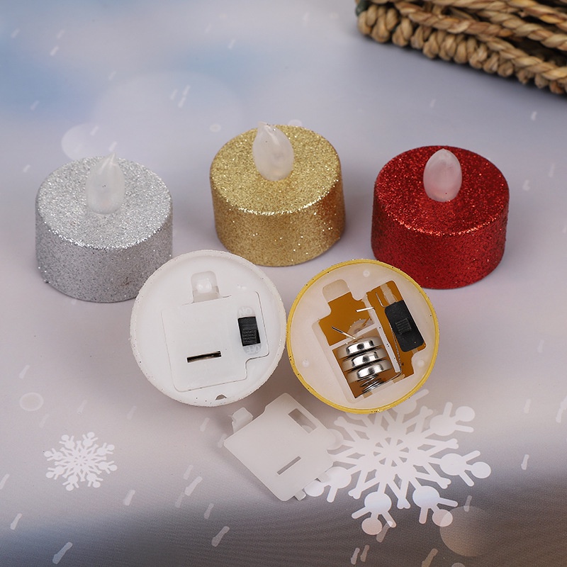 Lampu Lilin LED 5 Warna Aksen Glitter Untuk Dekorasi Pesta Natal
