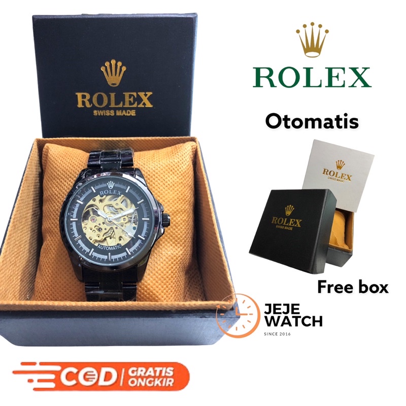 JAM TANGAN RANTAI PRIA ROLEX OTOMATIS/otomatis rolex full black dan gold