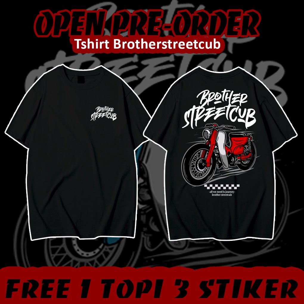 TSHIRT BROTHERSTREETCUB MERAH FREE 1 TOPI DAN STIKER kaos streetcub