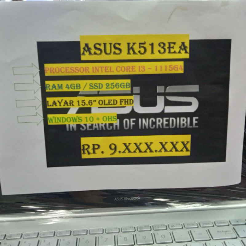 ASUS K513EA I3 1115G4 4GB SSD 256GB 15.6 OLED FHD