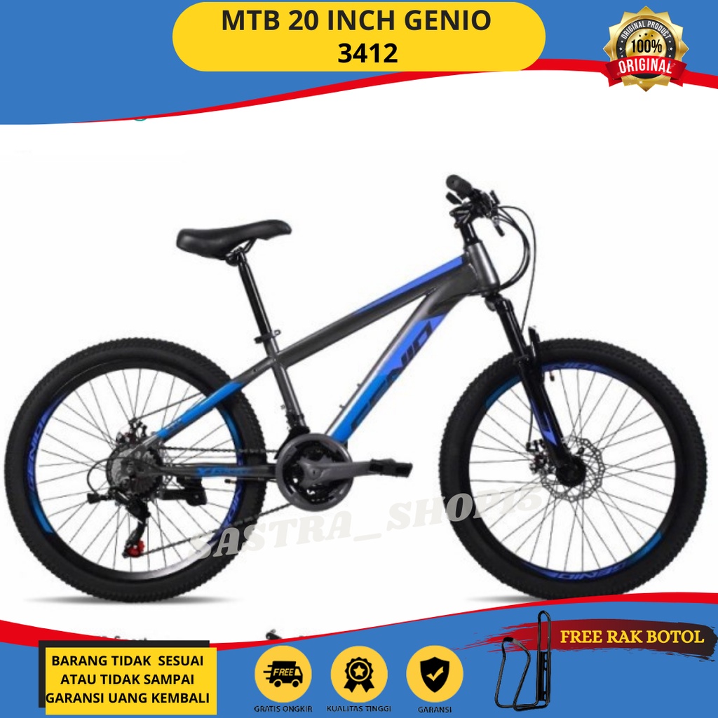 Sepeda Gunung MTB 20 Inch GENIO M3412 New Steel Hi-Ten 3x8 Speed