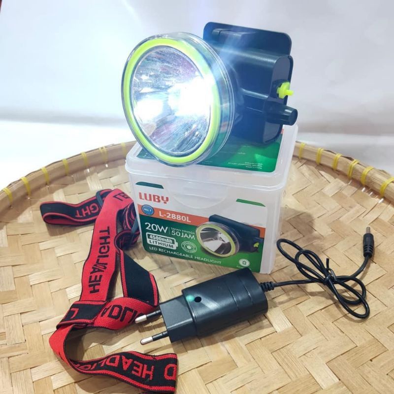 Cod [ COD ]  Original Senter Kepala LUBY L-2880 4500 mAh 20 Watt Cahaya Putih Tahan Hingga 50 Jam