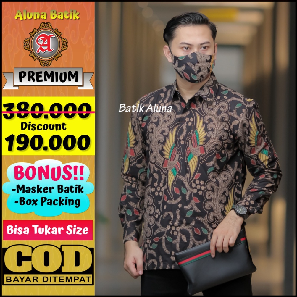 Batik Solo Puring Pria Lengan Panjang Modern Asli Produksi Batik Aluna PCW 064