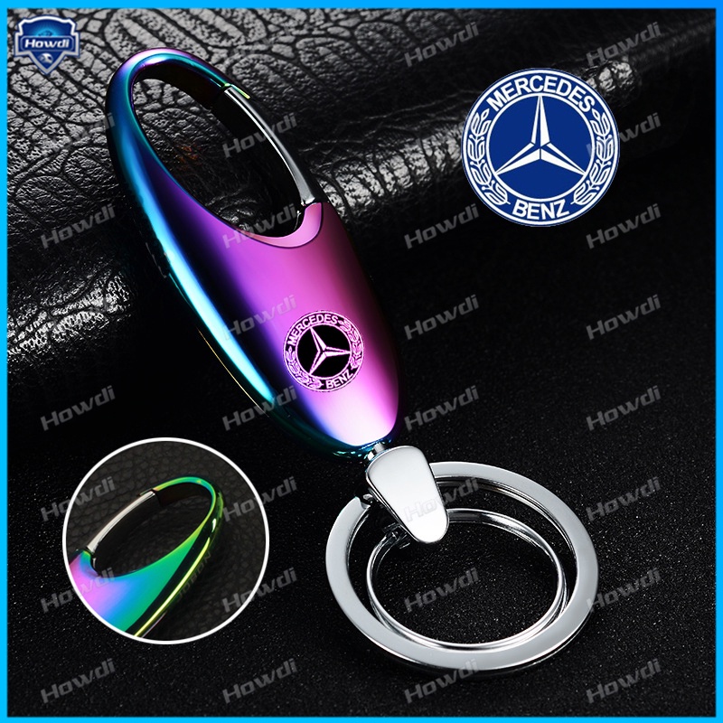 Gantungan Kunci Bentuk Waterdrop Bahan Stainless steel Dengan logo Benz