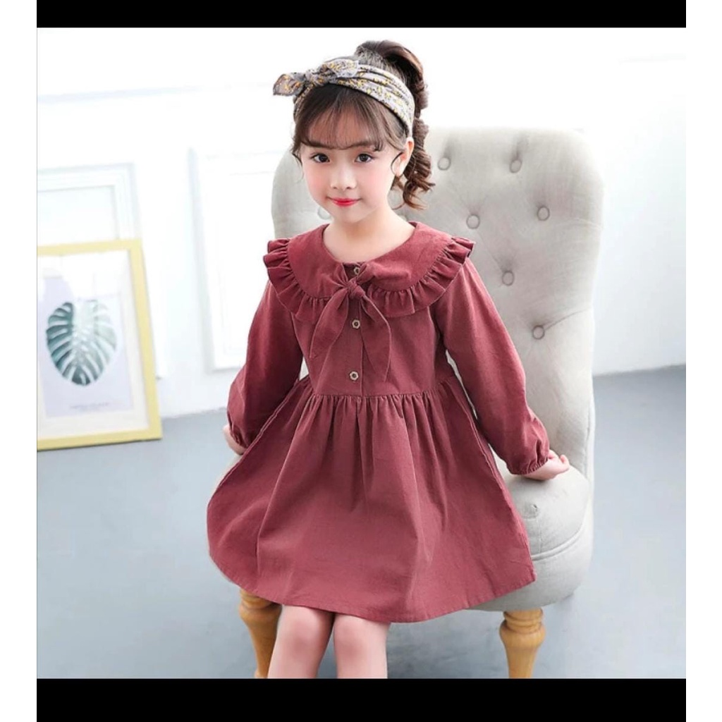 Zahra Dress Anak Perempuan Nana Bahan Courduroy | Pakaian Anak Kekinian Umur 1 - 6 Tahun