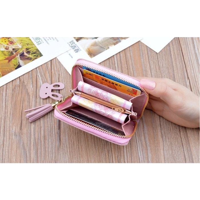 W38 Dompet Mini Wanita Motif Binatang Kelinci Lucu Koin Cewek Kartu Uang Foto Cantik Women Wallet Perempuan Kulit PU Leather Hitam Lipat Kecil Panjang  Korea Pria Cowok Laki Laki Cowo Import Premium Murah Tas Dompet Wanita Import Cewe Cantik