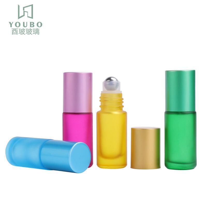 Botol Kaca Roll On 5 ml Frosted Doff TEBAL Essential Oil Thick Bottle Roller Colorfull