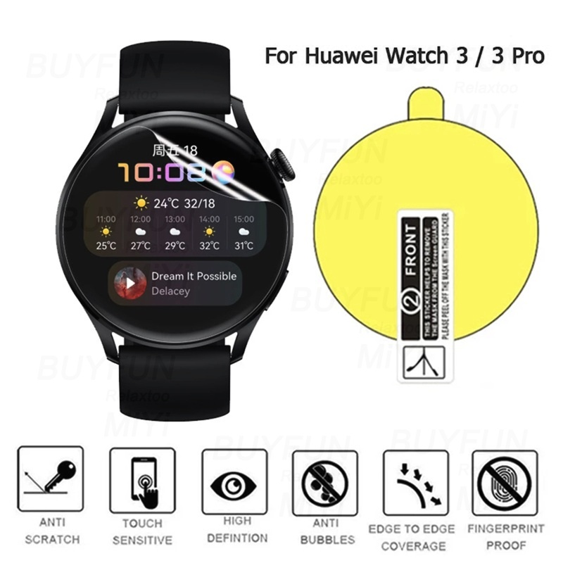 Film Pelindung Layar Bahan TPU Hydrogel Transparan 9D Curved Untuk Smartwatch Huawei GT 3 Pro