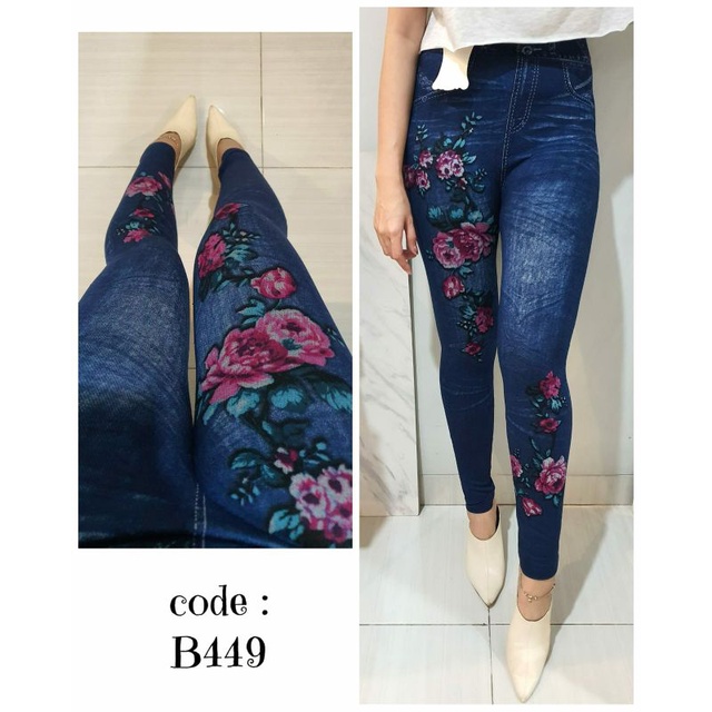 Kellia Legging, LEGGING LEBARAN SUPER CANTIK FIT XL LP 60-100 PJNG 90 BAHAN DENIM SPNDEX IMPORT TERMURAH OOTD