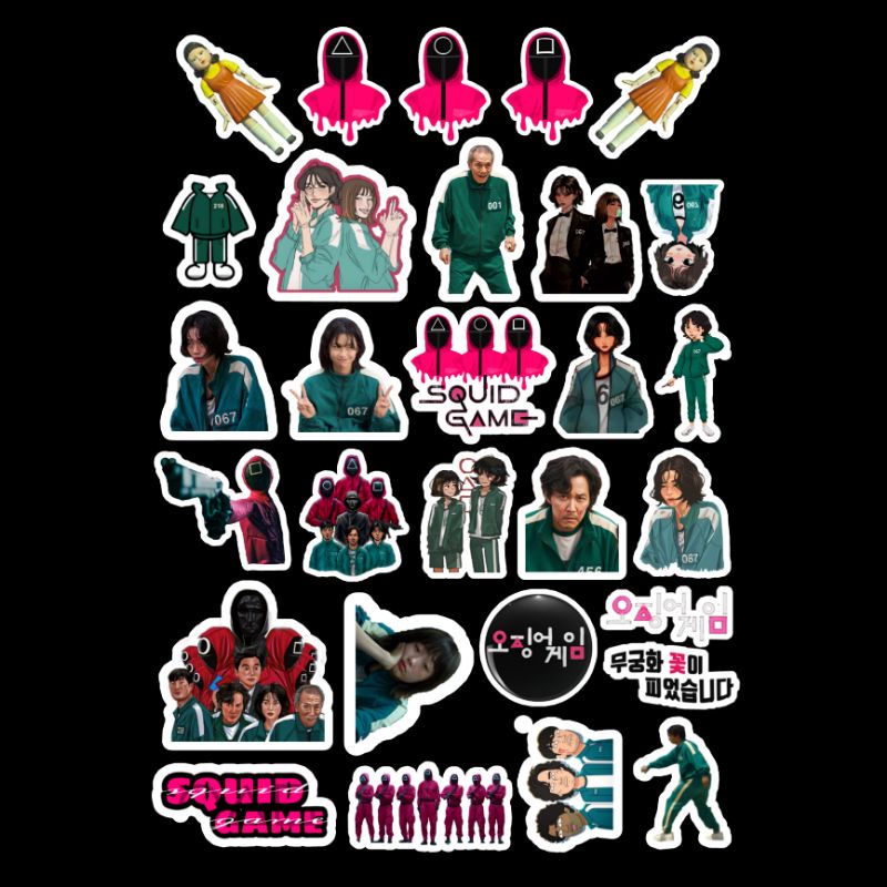 

sticker stiker squid game isi 25-30 pcs bisa custom langsung jadi