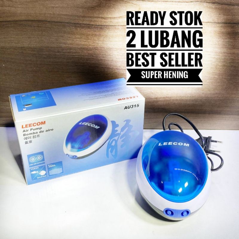 leecom AU 315 2 lubang Chanel pompa udara aquarium aerator hening super silent anti berisik