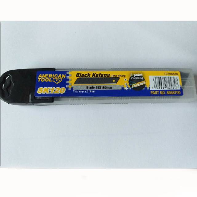 

Refill Pisau Cutter 18mm Black Katana 10pcs American Tool