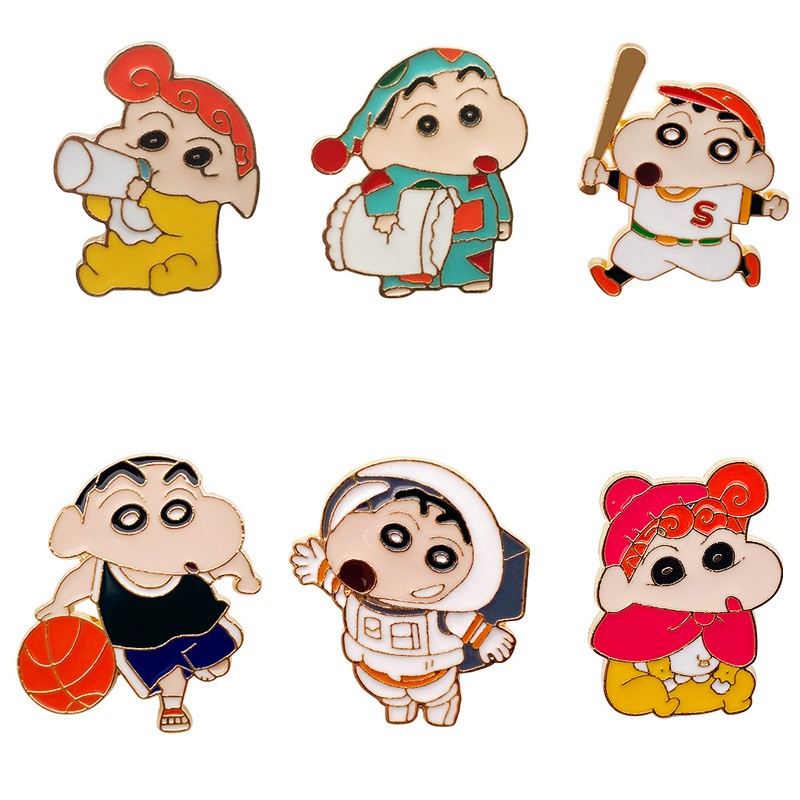 Bros Bentuk Kartun Crayon Shin-Chan Bahan Alloy Untuk Tas Dan Pakaian