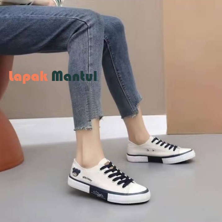 LM-0251[ Bisa COD ] Sepatu Wanita Sneakers Tali Kanvas dan Elegan Sepatu Import Original Terbaru-Sepatu Canvas Wanita Import High Quality