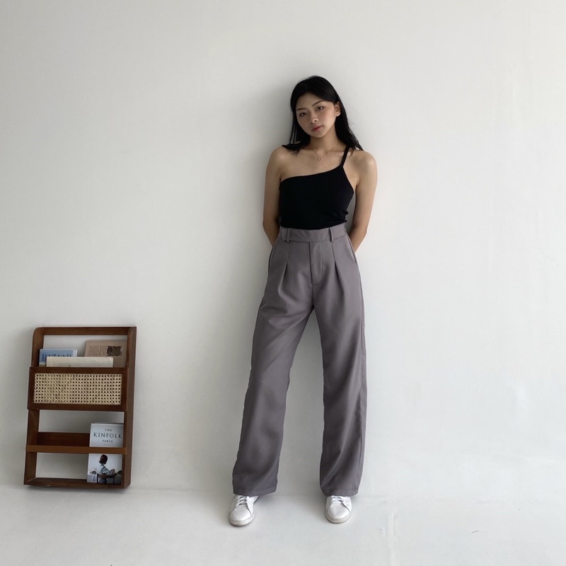 URI PANTS - POSHA Celana Panjang Highwaist Trousers Korean Basic Long Pants Highwaisted