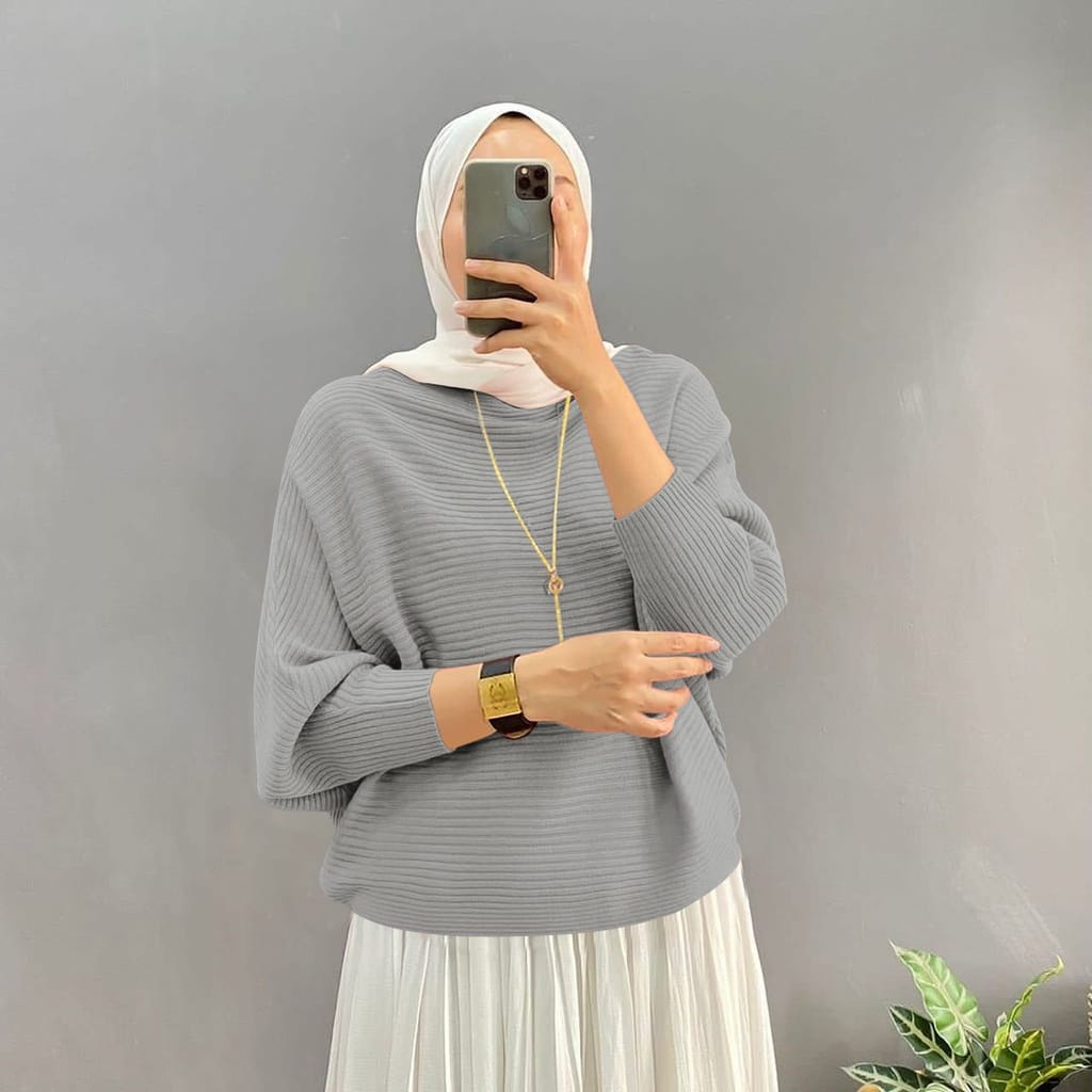 Sweater batwing rajut kalong lasperal -indy batwing - pakaian rajut