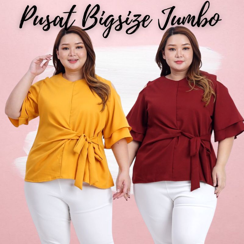 LD 120 - Atasan Bigsize Blouse Jumbo Wanita be Kombi Brukat 020