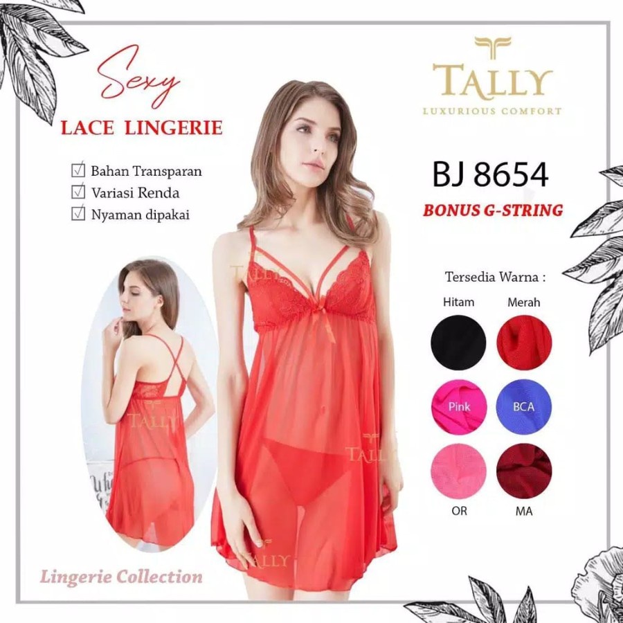 TALLY 8654 Baju tidur Seksi lingerie Bahan Lace Brokat