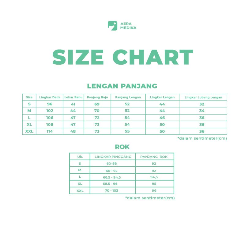 (XXL) SET ROK- Baju Jaga / Perawat / Dokter / Seragam Medis / OK / Scrub / Lengan Panjang AERA MEDIKA