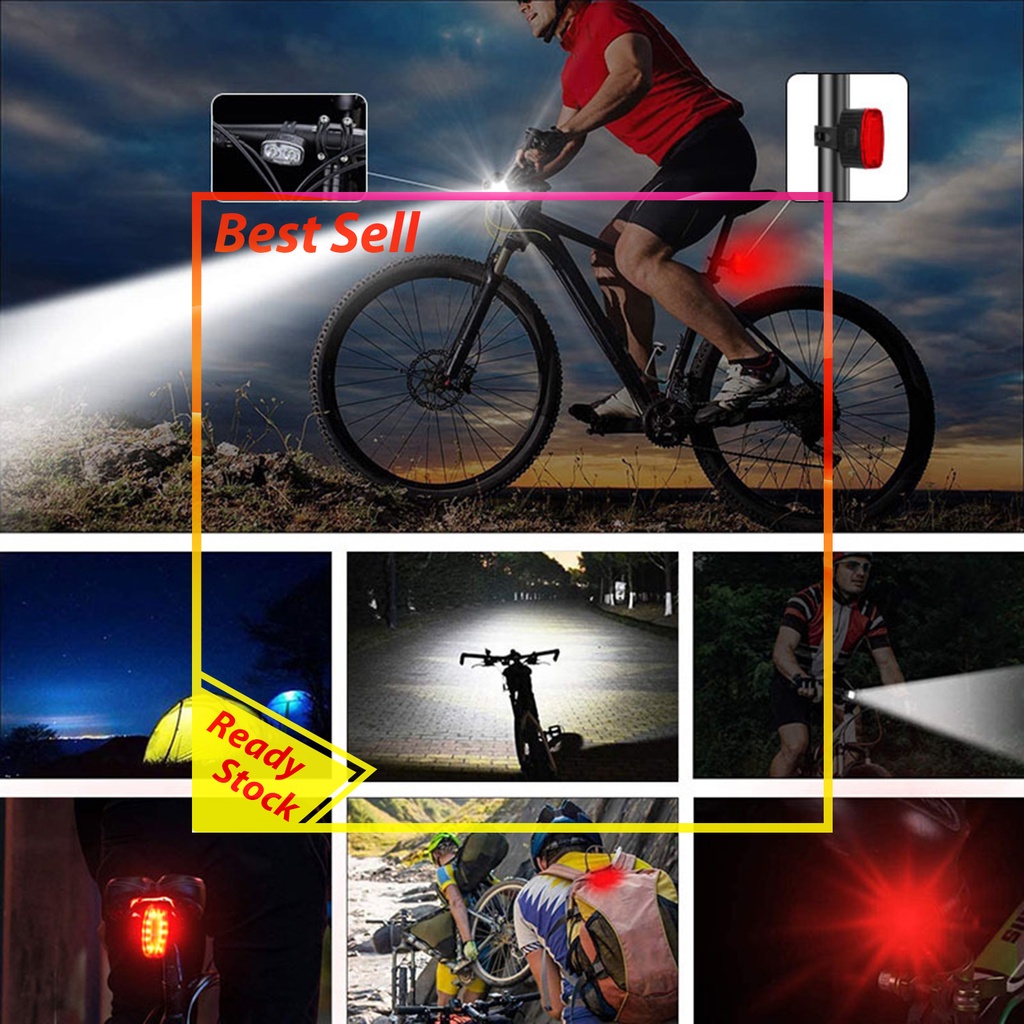 Bike Headlight Taillight Set Rechargeable LED Bicycle Front Rear Light Set