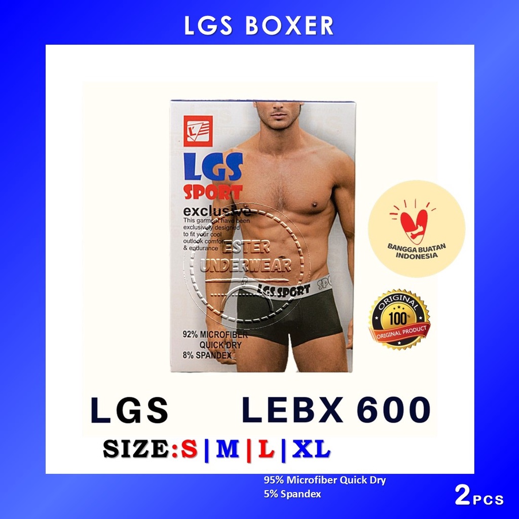 Celana Boxer Pria LGS  600 ISI 2Pcs |Celan Boxer LGS SPORT