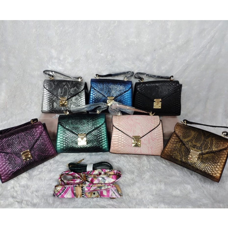 BJ81685 - BLACK/BLUE/GREEN/PINK/VIOLET - TAS SLEMPANG JINJING TOTEBAG HANDBAG WANITA FASHION IMPORT MODIS ELEGAN TERMURAH TERLARIS TERBARU BAGSTORE JAKARTA TAS BATAM GT1685