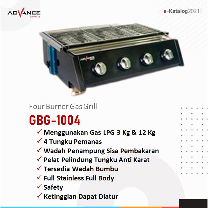 Kompor Gas Grill 4 Tungku Advance GBG 1004 Pemanggang