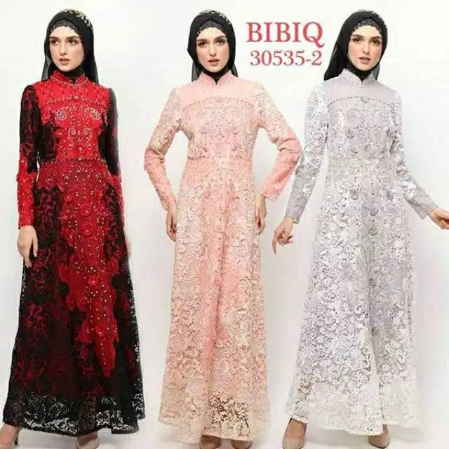 Baju Gamis Pesta Muslim Import Brokat 30535-2