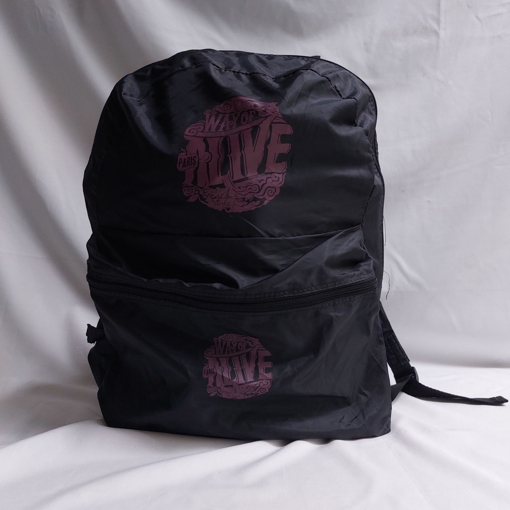 ORIGINAL Sophie Martin ALIVE Tas Punggung Backpack Jas Hujan Raincoat 2in1 Unisex Hitam Parasut Prel