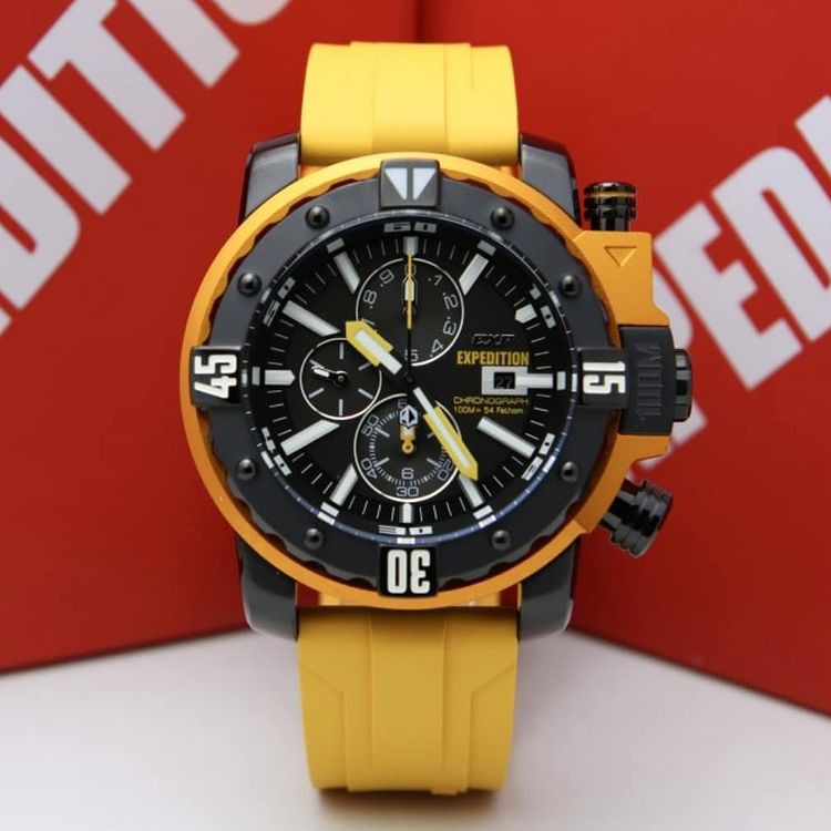 Expedition EXP302 Original Jam Tangan Pria Tali Rubber Yellow Black