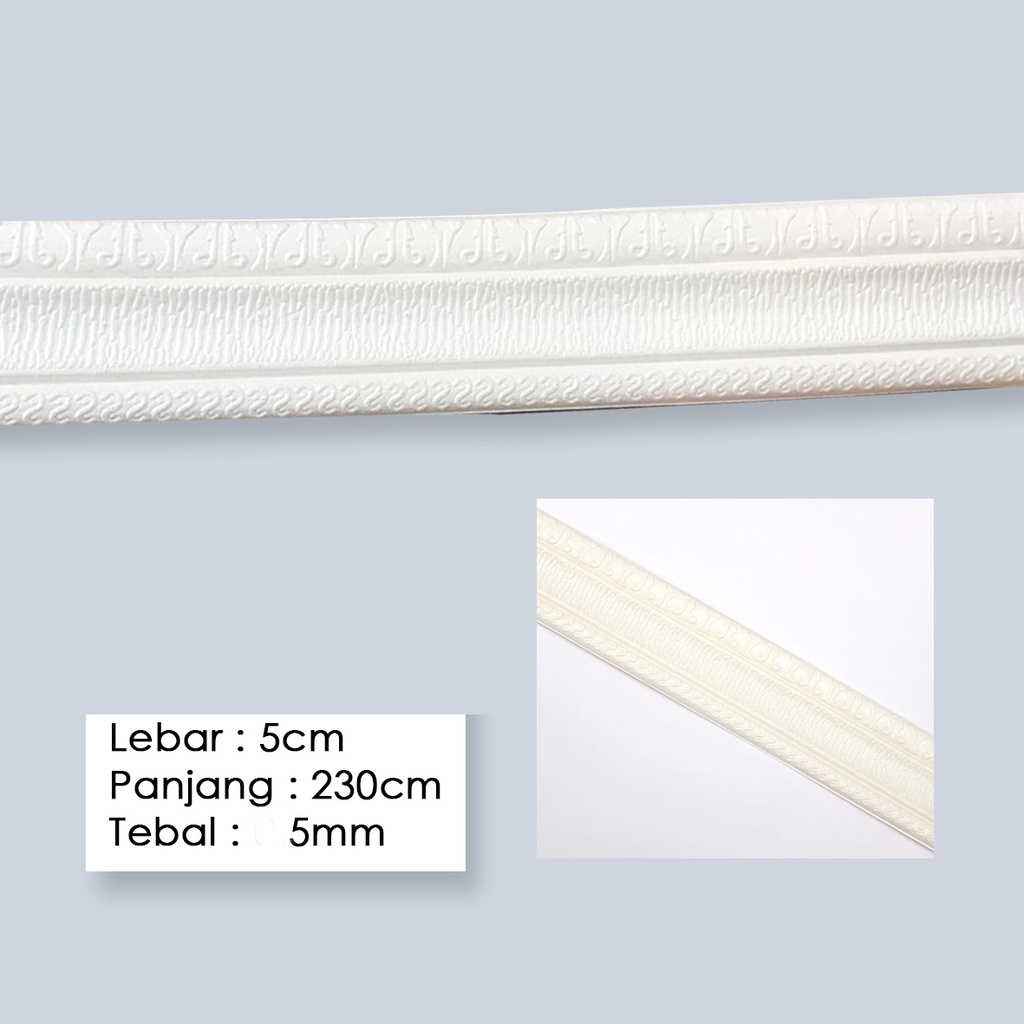 LIST BORDER FOAM 3D STICKER HIGHT QUALITY PANJANG 230CM-PUTIH 5cm tebal 5mm