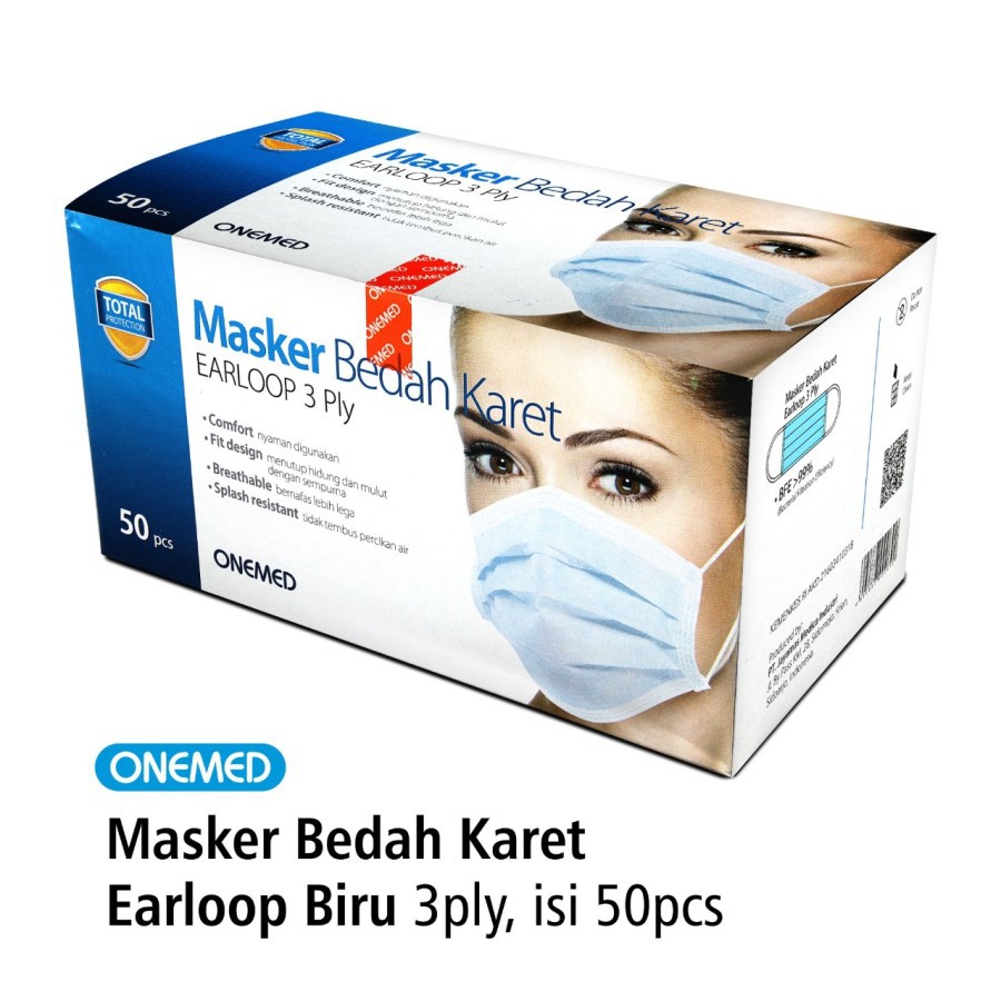 Masker Karet Biru OneMed Box 50pcs OJB