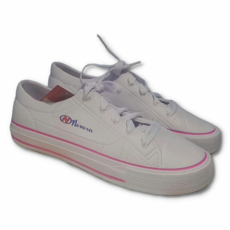 New Era 9031 - Sepatu Karet Putih Tali Bahan Pylon / Sepatu Putih Karet Sneaker Wanita