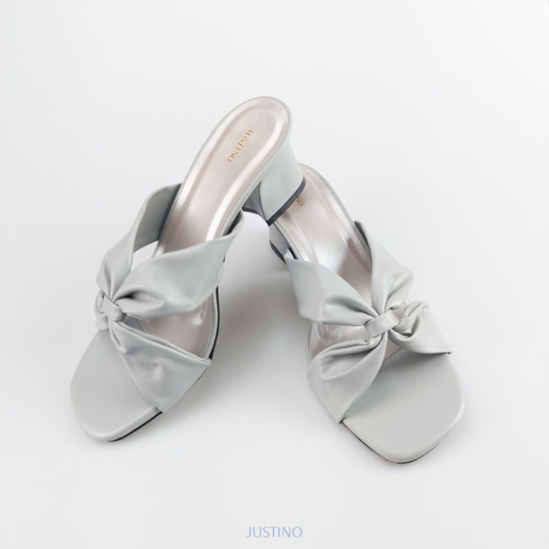 Sandal Hak Tahu JUSTINO HTB02 Series Heels Wanita 5cm-gray (abu tua)